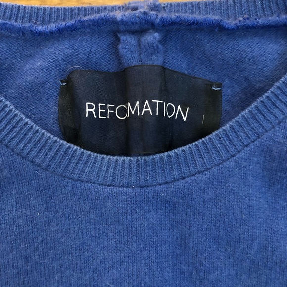 Vintage REFORMATION Cashmere Sweater Cobalt Blue Leather - Picture 3 of 8